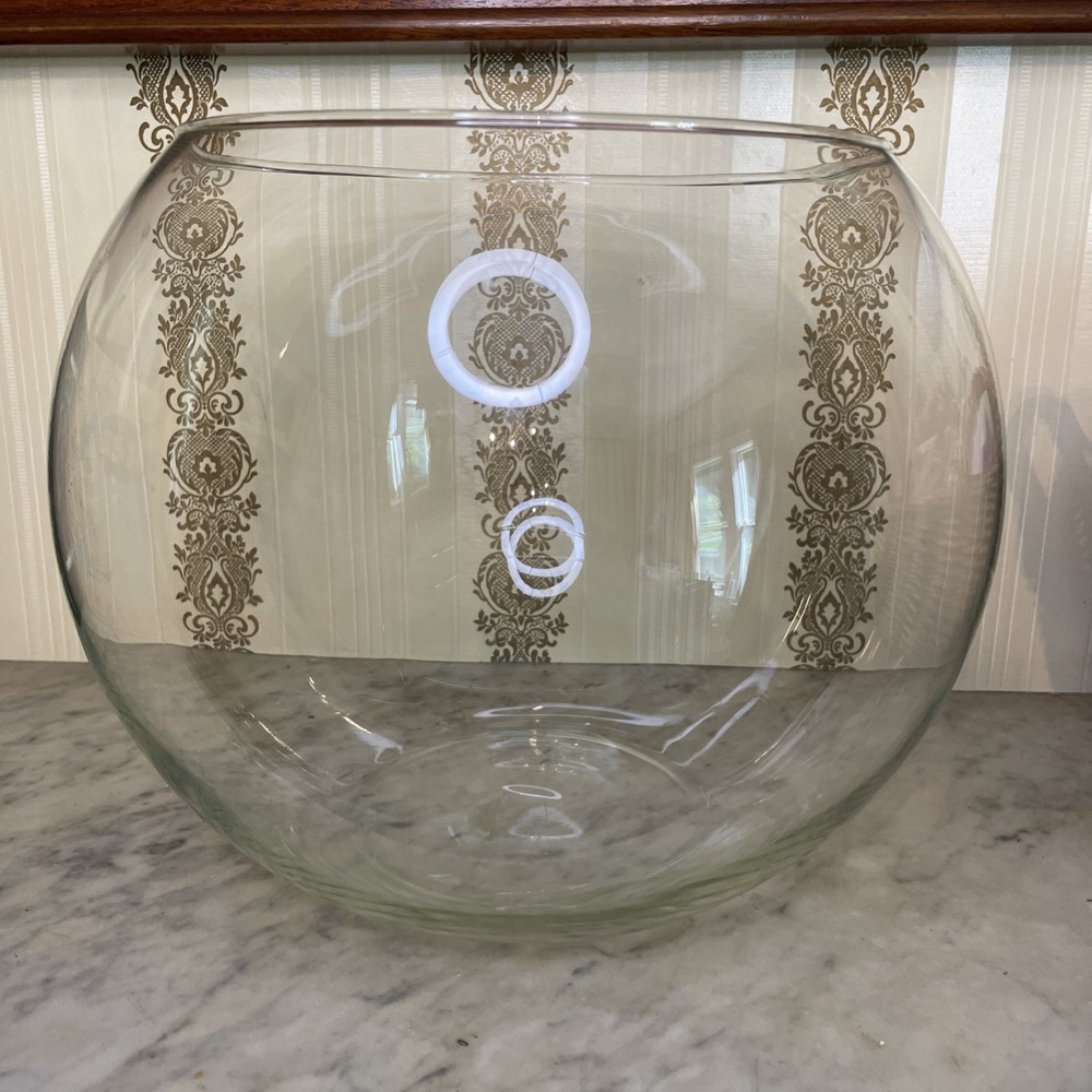 Large Round Glass Fish Bowl Aquarium or Terrarium - 11" Diameter 10" Tall